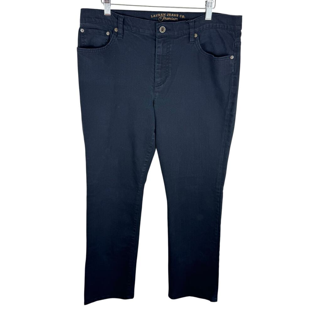 Lauren Jeans Co. Premium Black Straight‎ Leg Mid Rise Cotton Jeans Women's Sz 12